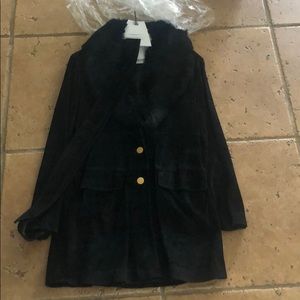 Suede and rabbit fur coat size M Marciano